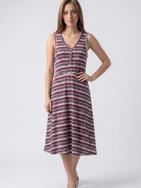 Alkamy I Sleeveless V-Neck Striped Dress